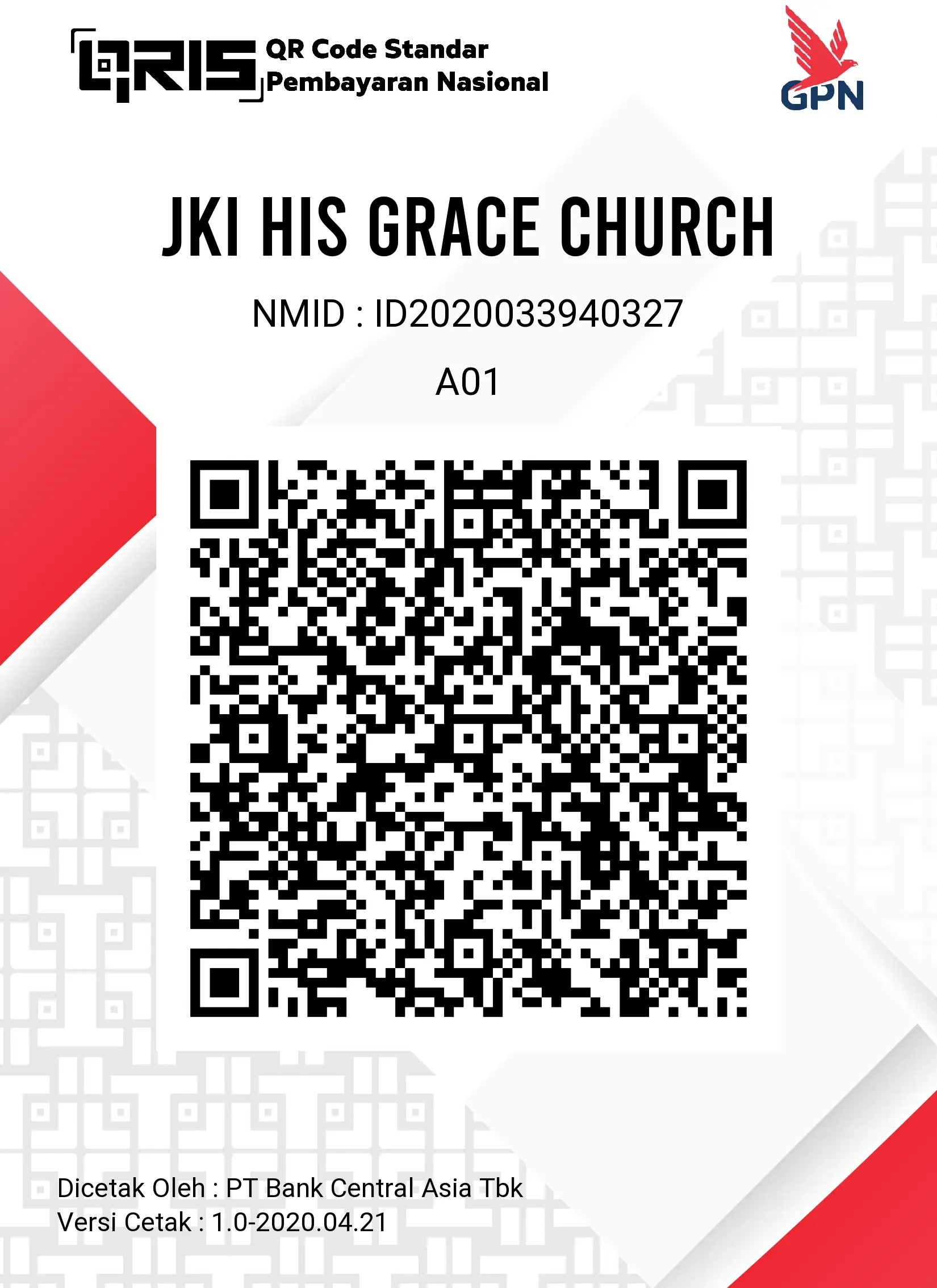 QRIS JKI His Grace Church